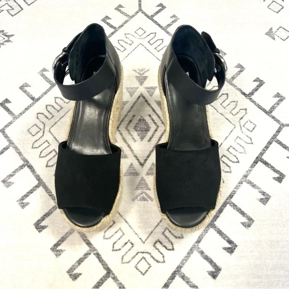 Marc Fisher LTD Alita Espadrille Wedge Sandals in Black Size 10 - Picture 3 of 10